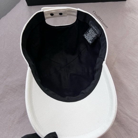 Auth Chanel Classic White Denim Sequin CC Logo Baseball Cap Hat - One Size - Picture 6 of 11